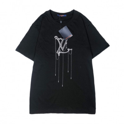 [루이비통]Louis vuitton 2019 Mm/Wm Crew-neck Cotton Short Sleeved Tshirts - 루이비통 2019 남자 크루넥 고튼 반팔티 Lou01516x.Size(xs - 2xl).블랙