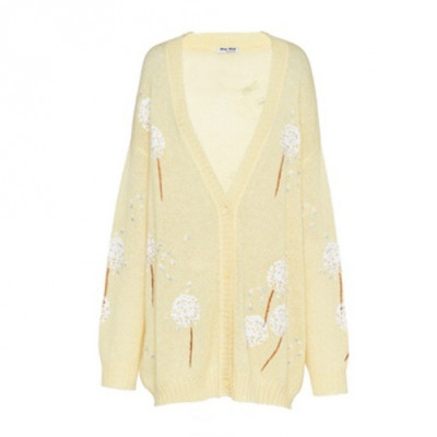 [미우미우]Miu miu 2019 Womens Trendy Mohair Cardigan - 미우미우 2019 여성 트렌디 모헤어 가디건 Miu0173x.Size(s - l).옐로우