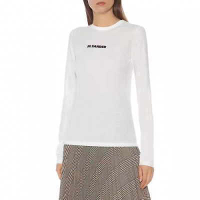 Jil Sander 2019 Womens Basic Crew-neck Cotton Tshirts  - 질샌더 2019 여성 베이직 크루넥 코튼 긴팔티 Jil002x.Size(s - l).화이트