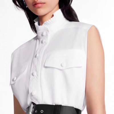 [루이비통]Louis vuitton 2020 Womens Classic Cotton Sleeveless shirts - 루이비통 2020 여성 클래식 코튼 슬리브리스 셔츠 Lou01538x.Size(s - l).화이트