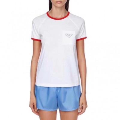 [프라다]Prada 2020 Womens Basic Logo Cotton Short Sleeved Tshirts  - 프라다 2020 여성 베이직 로고 코튼 반팔티 Pra0909x.Size(s - l).화이트