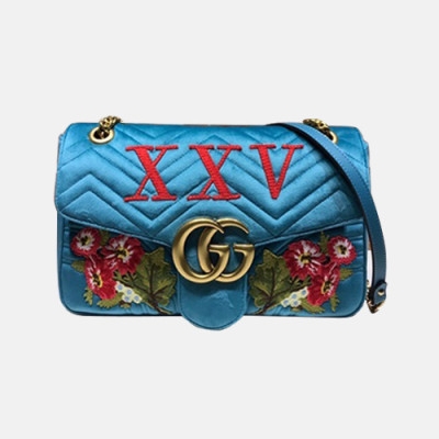 Gucci 2019 GG Marmont Matlase Velvet Women Shoulder Bag,31CM - 구찌 2019 GG 마몬트 마틀라세 벨벳 여성용 숄더백 443496,GUB0927,31CM,연블루