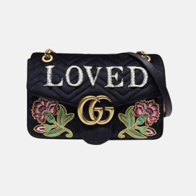 Gucci 2019 GG Marmont Matlase Velvet Women Shoulder Bag,31CM - 구찌 2019 GG 마몬트 마틀라세 벨벳 여성용 숄더백 443496,GUB0930,31CM,블랙