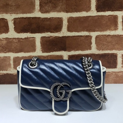Gucci 2019 GG Marmont Matlase Women Shoulder Bag,23CM - 구찌 2019 GG 마몬트 마틀라세 여성용 숄더백 446744,GUB0931,23CM,블루