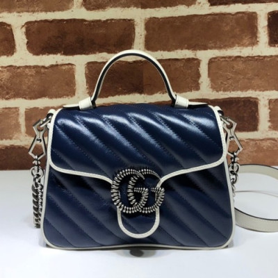 Gucci 2019  GG Marmont Women Tote Shoulder Bag,21CM - 구찌 2019 GG 마몬트 여성용 토트 숄더백 583571,GUB0933,21CM,블루