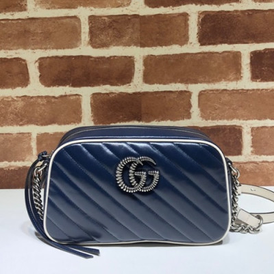 Gucci 2019 Marmont Matlase Shoulder Bag,24CM - 구찌 2019 마몬트 마틀라세 숄더백 447632,GUB0936,24cm,블루