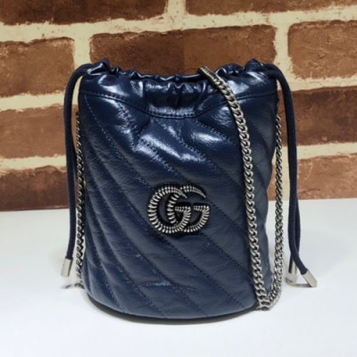 Gucci 2019 GG Marmont Mini Women Bucket Chain Shoulder Bag,19CM - 구찌 2019 GG 마몬트 미니 여성용 버킷 체인 숄더백, 575163,GUB0937,19CM,블루