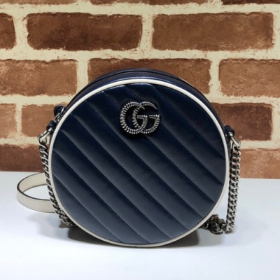 Gucci 2019 GG Marmont Mini Round Women Shoulder Bag,18.5CM - 구찌 2019 GG 마몬트 미니 라운드 여성용 숄더백 550154,GUB0938,18.5CM,블루