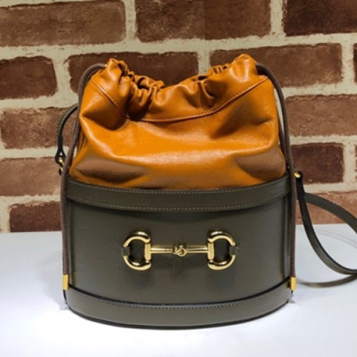 Gucci 2019 1955 Horsebit Leather Bucket Shoulder Bag,25CM - 구찌 2019 1955 홀스빗 여성용 레더 버킷 숄더백 602118,GUB0939,25cm,카키