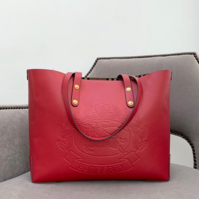 Burberry 2019 Leather Tote Shoulder Shopper Bag, 35cm - 버버리 2019 여성용 레더 토트 숄더 쇼퍼백 ,BURB0445,35cm,레드