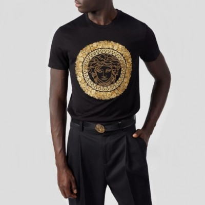 [베르사체]Versace 2020 Mens Logo Silket Short Sleeved Tshirts - 베르사체 2020 남성 로고 실켓 반팔티 Ver0489x.Size(s - 3xl)블랙