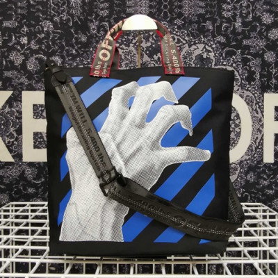 Off White 2019 Canvas Tote Shoulder Shopper Bag - 오프화이트 2019 캔버스 남여공용 토트 숄더 쇼퍼백 OFFB0105, 블랙