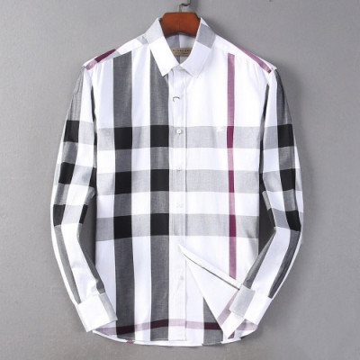 [버버리]Burberry 2020 Mens Classic Casual Cotton Check Tshirts - 버버리 2020 남성 클래식 캐쥬얼 코튼 체크 셔츠 Bur01962x.Size(m - 3xl).그레이