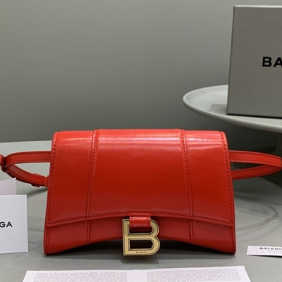 Balenciaga 2019 Leather Hip Sack Belt Bag,18CM - 발렌시아가 2019 여성용 레더 힙색 벨트백,BGB0528, 18CM,레드