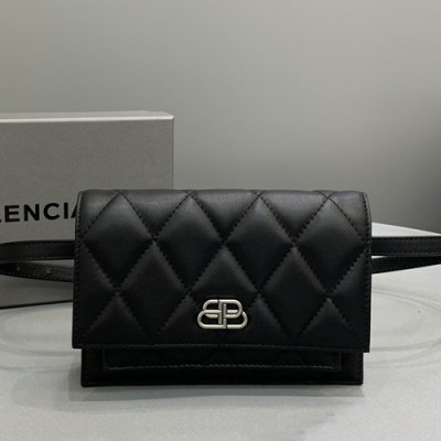 Balenciaga 2019 Leather Hip Sack Belt Bag,18CM - 발렌시아가 2019 여성용 레더 힙색 벨트백,BGB0529,18CM,블랙