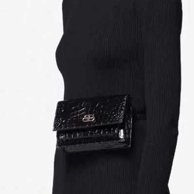 Balenciaga 2019 Leather Hip Sack Belt Bag,18CM - 발렌시아가 2019 여성용 레더 힙색 벨트백,BGB0531,18CM,블랙