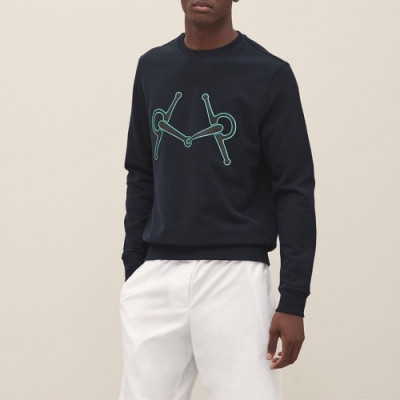 [에르메스]Hermes 2020 Mens Crew-neck Casual Cotton Tshirts- 에르메스 2020 남성 크루넥 캐쥬얼 코튼 기모 긴팔티 Her0379x.Size(m - 2xl).블랙