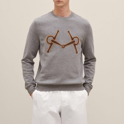 [에르메스]Hermes 2020 Mens Crew-neck Casual Cotton Tshirts- 에르메스 2020 남성 크루넥 캐쥬얼 코튼 기모 긴팔티 Her0380x.Size(m - 2xl).그레이