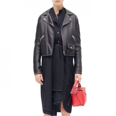 [로에베]Loewe 2020 Womens Logo Casual Leather Jackets - 로에베 2019 남성 로고 캐쥬얼 가죽 재킷 Loe0152x.Size(s - xl).블랙