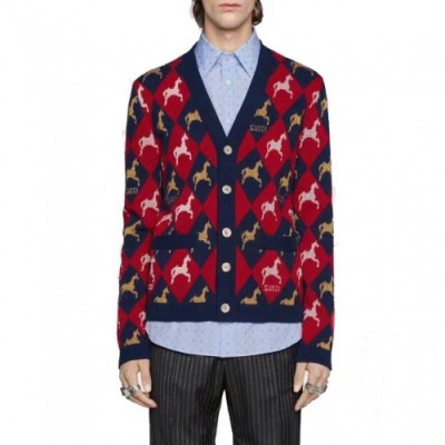 [커스텀급]Gucci 2020 Mm/Wm Trendy V-neck Wool Cardigan - 구찌 2020 남자 트렌디 브이넥 울 가디건 Guc02077x.Size(s - 2xl).레드