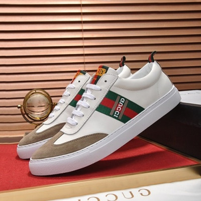 Gucci 2019 Mens Leather Sneakers - 구찌 2019 남성용 레더 스니커즈 GUCS0606,Size(240 - 270),화이트
