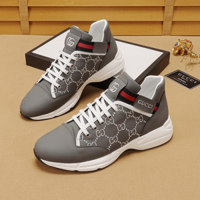 Gucci 2020 Mens Leather Sneakers - 구찌 2020 남성용 레더 스니커즈 GUCS0652,Size(240 - 270),그레이