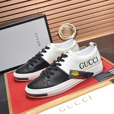 Gucci 2020 Mens Leather Sneakers - 구찌 2020 남성용 레더 스니커즈 GUCS0659,Size(240 - 270),블랙+화이트