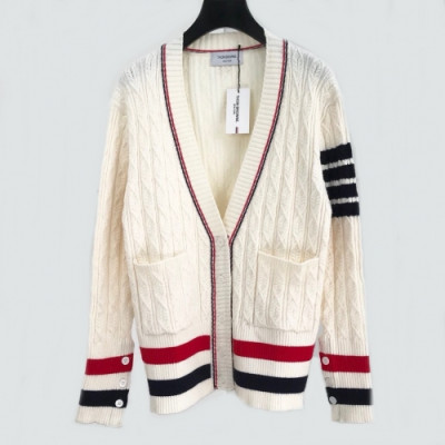 [톰브라운]Thom Browne 2020 Mens Classic V-neck Wool Cardigan - 톰브라운 2020 남성 클래식 브이넥 울 가디건 Thom0499x.Size(s - l).아이보리