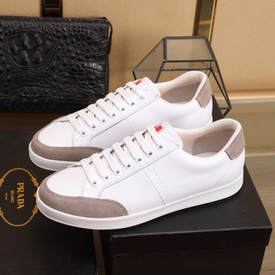 Prada 2019 Mens Leather Sneakers - 프라다 2019 남성용 레더 스니커즈,PRAS0277,Size(240 - 270).화이트