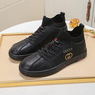 Gucci 2019 Mens Leather Sneakers - 구찌 2019 남성용 레더 스니커즈 GUCS0776,Size(240 - 270),블랙