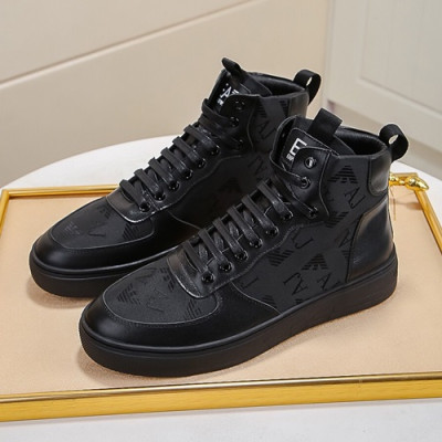 Armani 2019 Mens Leather Sneakers  - 알마니 2019 남성용 레더 스니커즈 ARMS0182,Size(240 - 270).블랙