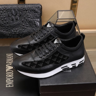 Armani 2020 Mens Leather Sneakers  - 알마니 2020 남성용 레더 스니커즈 ARMS0185,Size(240 - 270).블랙