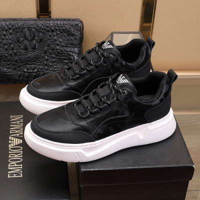Armani 2020 Mens Leather Sneakers  - 알마니 2020 남성용 레더 스니커즈 ARMS0186,Size(240 - 270).블랙