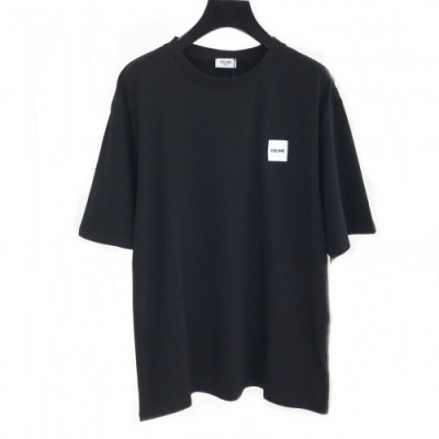 Celine 2019  Mm/Wm Hedi Slimane Logo Cotton Short Sleeved Oversize Tshirt - 셀린느 남자 로고 코튼 오버사이즈 반팔티 Cel0057x.Size(s - l).블랙