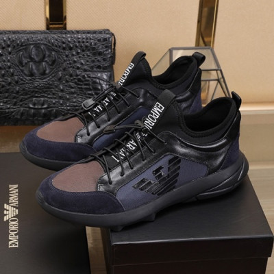 Armani 2020 Mens Leather & Canvas Sneakers  - 알마니 2020 남성용 레더 & 캔버스 스니커즈 ARMS0220,Size(240 - 270).네이비