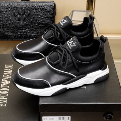Armani 2020 Mens Leather Sneakers  - 알마니 2020 남성용 레더 스니커즈 ARMS0240,Size(240 - 270).블랙