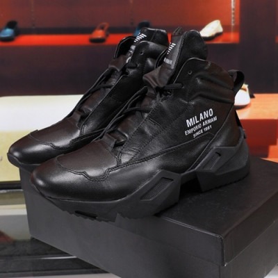 Armani 2020 Mens Leather Sneakers  - 알마니 2020 남성용 레더 스니커즈 ARMS0246,Size(240 - 270).블랙