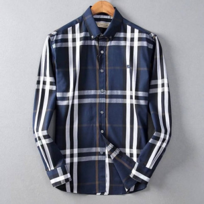 [버버리]Burberry 2020 Mens Classic Casual Cotton Check Tshirts - 버버리 2020 남성 클래식 캐쥬얼 코튼 체크 셔츠 Bur02198x.Size(m - 3xl).네이비