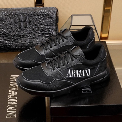 Armani 2020 Mens Leather Sneakers  - 알마니 2020 남성용 레더 스니커즈 ARMS0266,Size(240 - 270).블랙