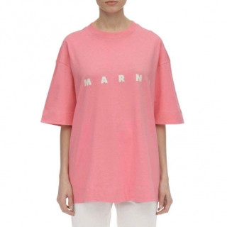 [마르니]Marni 2020 Mm/Wm Basic Logo Cotton Short Sleeved Tshirts - 마르니 2020 남자 베이직 로고 코튼 반팔티 Mar002x.Size(s - l).핑크