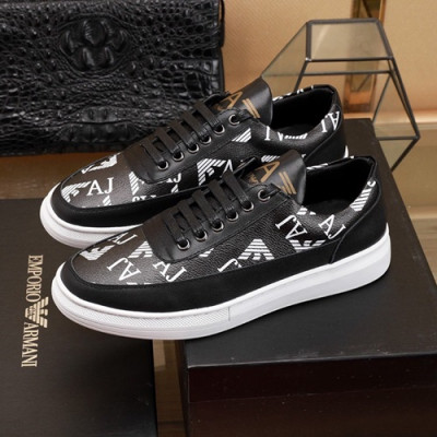 Armani 2020 Mens Leather Sneakers  - 알마니 2020 남성용 레더 스니커즈 ARMS0287,Size(240 - 270).블랙