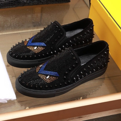 Fendi 2020 Mens Leather Slip On - 펜디 2020 남성용 레더 슬립온 FENS0315,Size(240 - 270).블랙