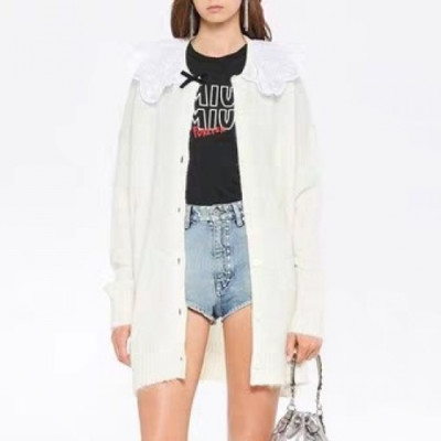 [미우미우]Miumiu 2020 Ladies Cotton Short Sleeved Tshirt - 미우미우 2020 여성 코튼 반팔티 Miu0182x.Size(s - l).블랙