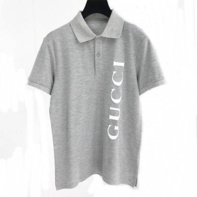 [매장판]Gucci 2020 Mens Logo Cotton Short Sleeved Polo Tshirts - 구찌 2020 남성 로고 코튼 폴로 반팔티 Guc02355x.Size(m - 2xl).그레이