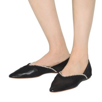 Miumiu 2020 Ladies Leather Flat Shoes - 미우미우 2020 여성용 레더 플랫 슈즈 MIUS0077.Size(225 - 245).블랙