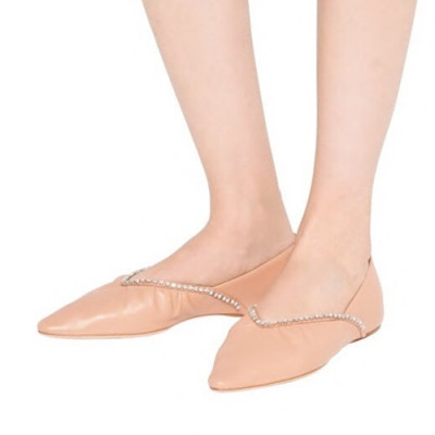 Miumiu 2020 Ladies Leather Flat Shoes - 미우미우 2020 여성용 레더 플랫 슈즈 MIUS0078.Size(225 - 245).베이지
