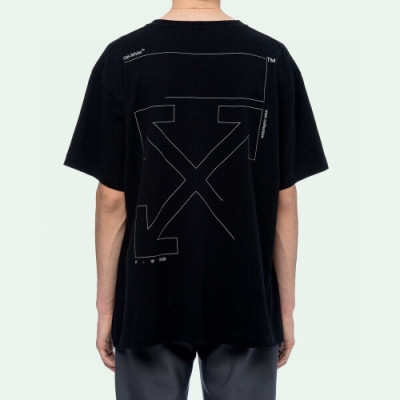 [오프화이트]Off-white 2020 Mm/Wm Printing Logo Crew - neck Cotton Short Sleeved Tshirts - 오프화이트 2020 남자 프린팅 로고 크루넥 오버사이즈 코튼 반팔티 Off0407x.Size(s - xl).블랙