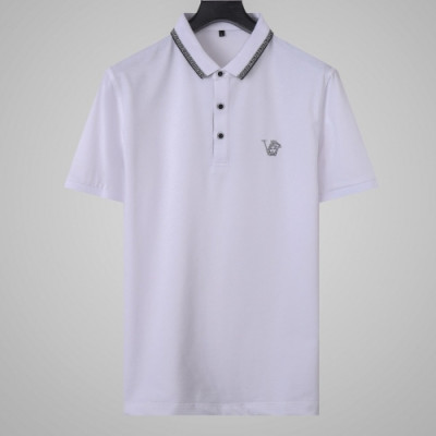 [베르사체]Versace 2020 Mens Logo Silket Short Sleeved Polo Tshirts - 베르사체 2020 남성 메두사 실켓 폴로 반팔티 Ver0572x.Size(l - 4xl).화이트