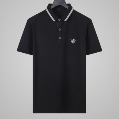 [베르사체]Versace 2020 Mens Logo Silket Short Sleeved Polo Tshirts - 베르사체 2020 남성 메두사 실켓 폴로 반팔티 Ver0574x.Size(l - 4xl).블랙