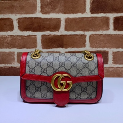 Gucci 2020 GG Marmont  Women Shoulder Bag,23CM - 구찌 2020 GG 마몬트 여성용 숄더백 446744,GUB0950,23CM,브라운레드